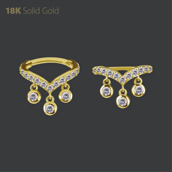 18K GOLD CLICKER SET W. PREMIUM ZIRCONIA