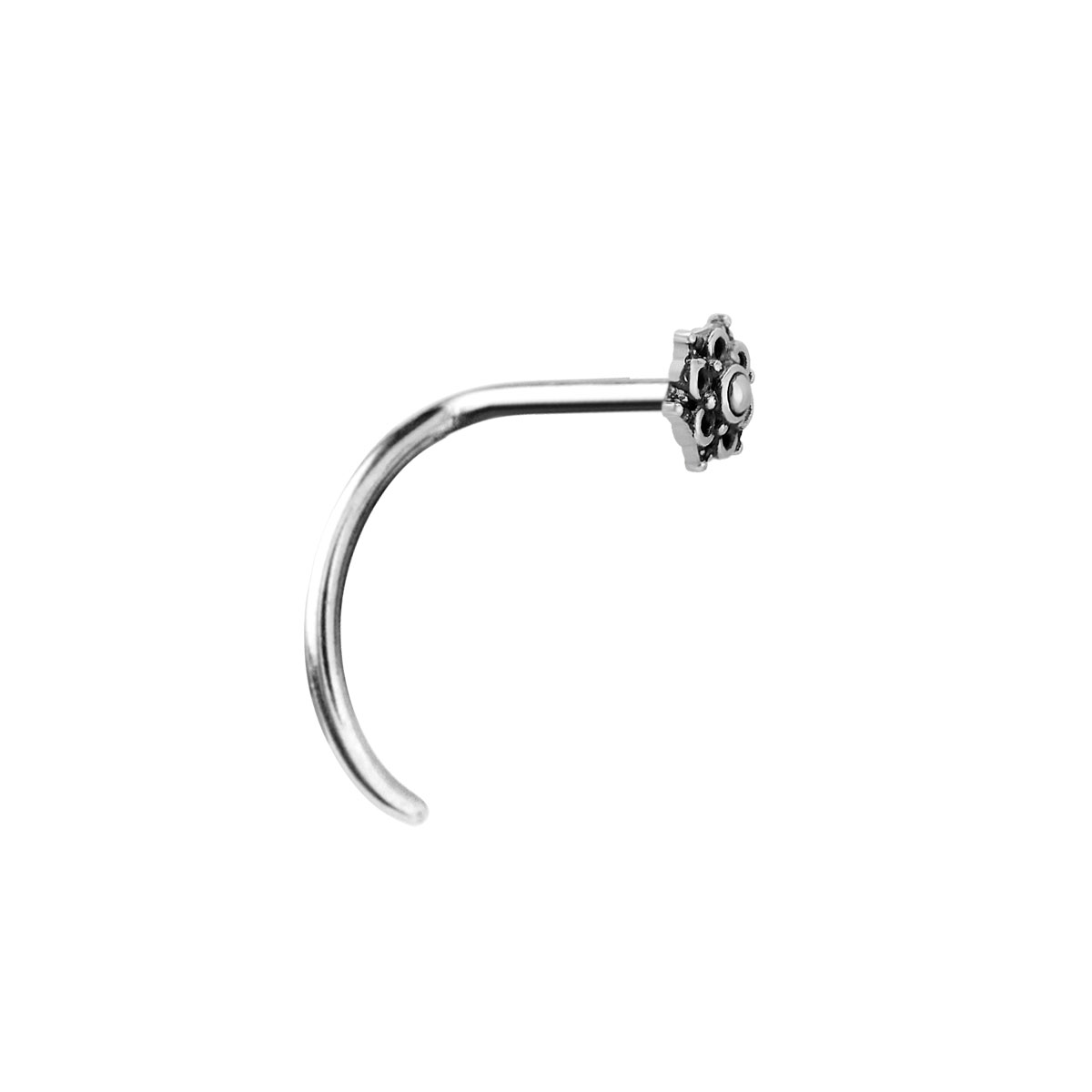SS316L CURVED NOSE STUD (TRIBAL DESIGN FLOWER)