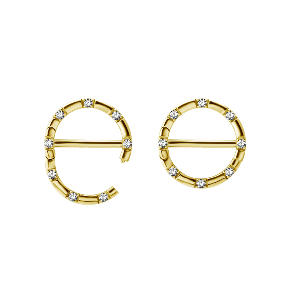 24K GOLD PVD SS316L NIPPLE DOUBLE CLICKER PRONGS SET W. PREMIUM ZIRCONIA