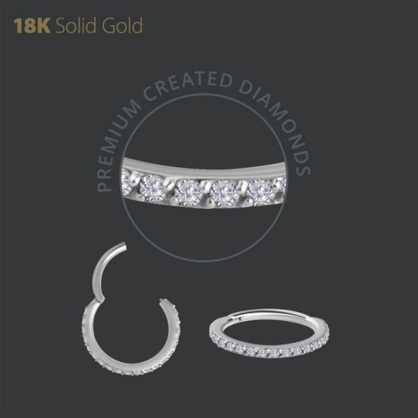 18K WHITE GOLD HINGED RINGS MADE WITH LAB CREATED DIAMONDS