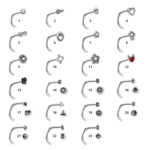 SS316L CURVED NOSE STUD (3BALLS)