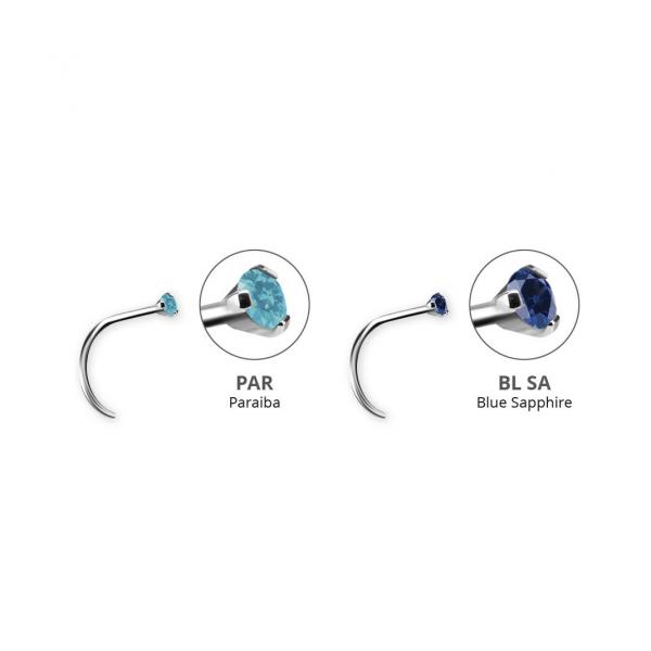 TITANIUM NOSE STUDS W. PRONG SET LAB CREATED GEMSTONE