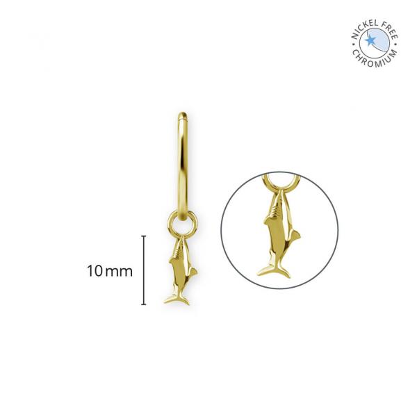 18K GOLD PVD CoCr NF SHARK CHARMS FOR HINGED RINGS