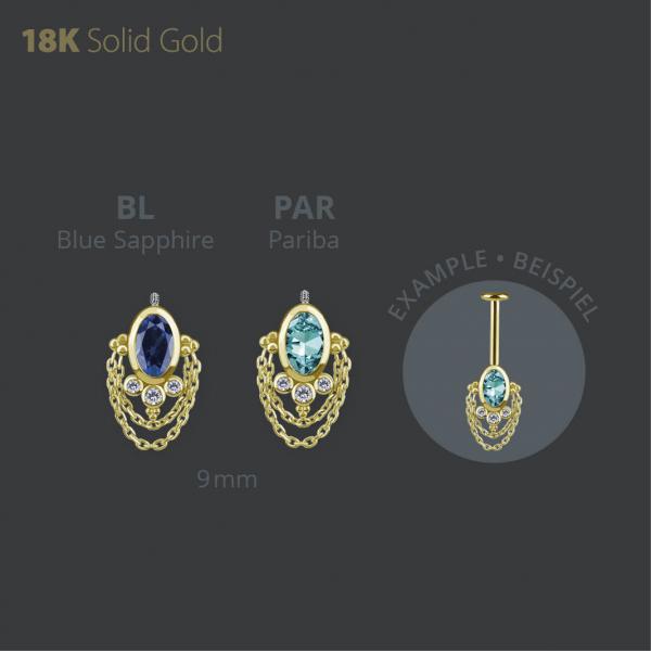 18K GOLD VERTICAL HELIX MICRO ATTACHMENT SET WITH LAB CREATED GEMSTONES