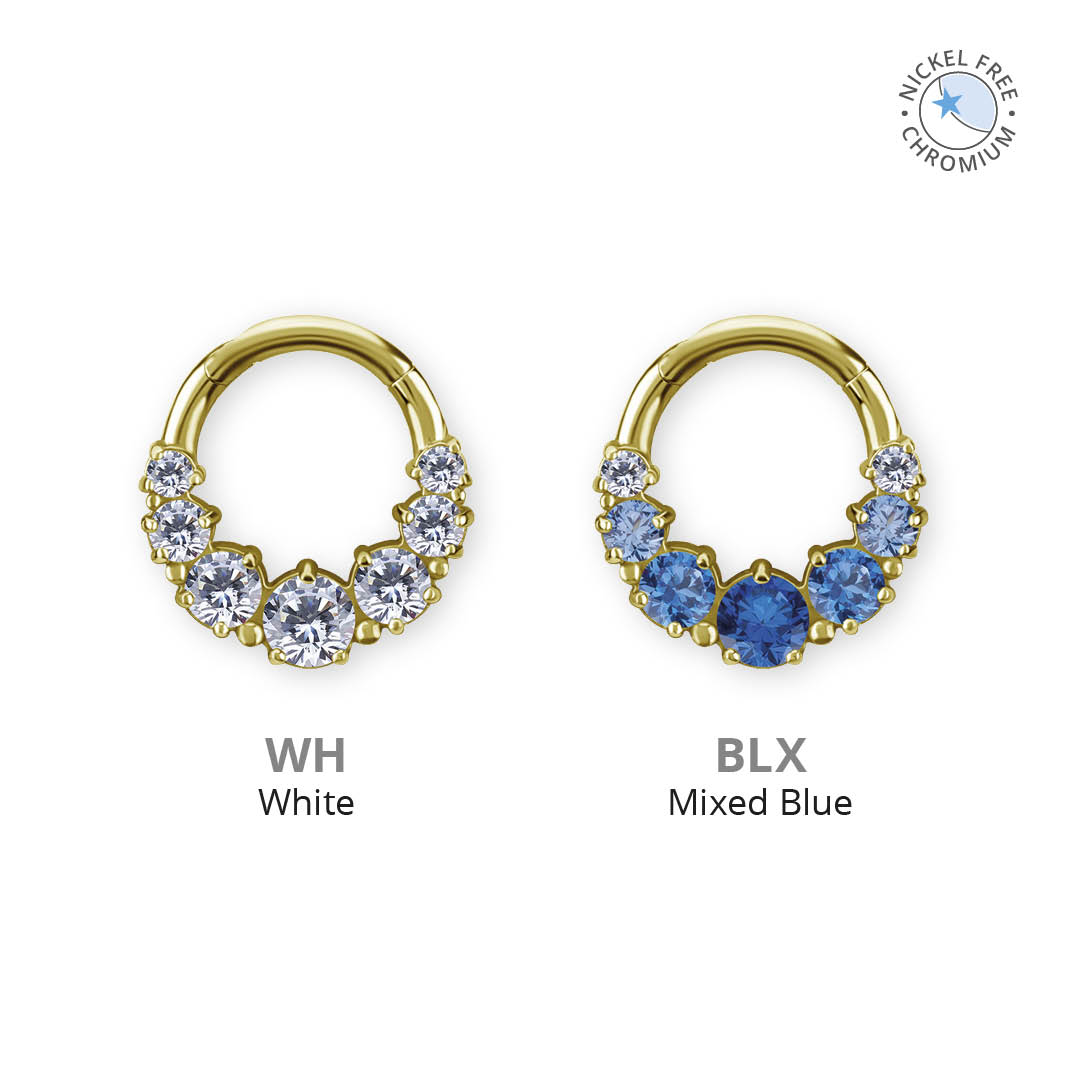 18K GOLD PVD CoCr NF HINGED RING SET W. PREMIUM ZIRCONIA