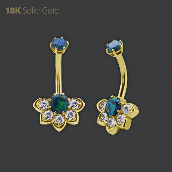 18K GOLD INTERNAL NAVEL BANANA SET WITH TRIANGLE PREMIUM ZIRCONIA