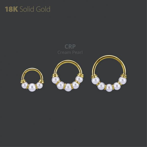 18K GOLD HINGED SEGMENT RING WITH FRESH WATER PEARL
