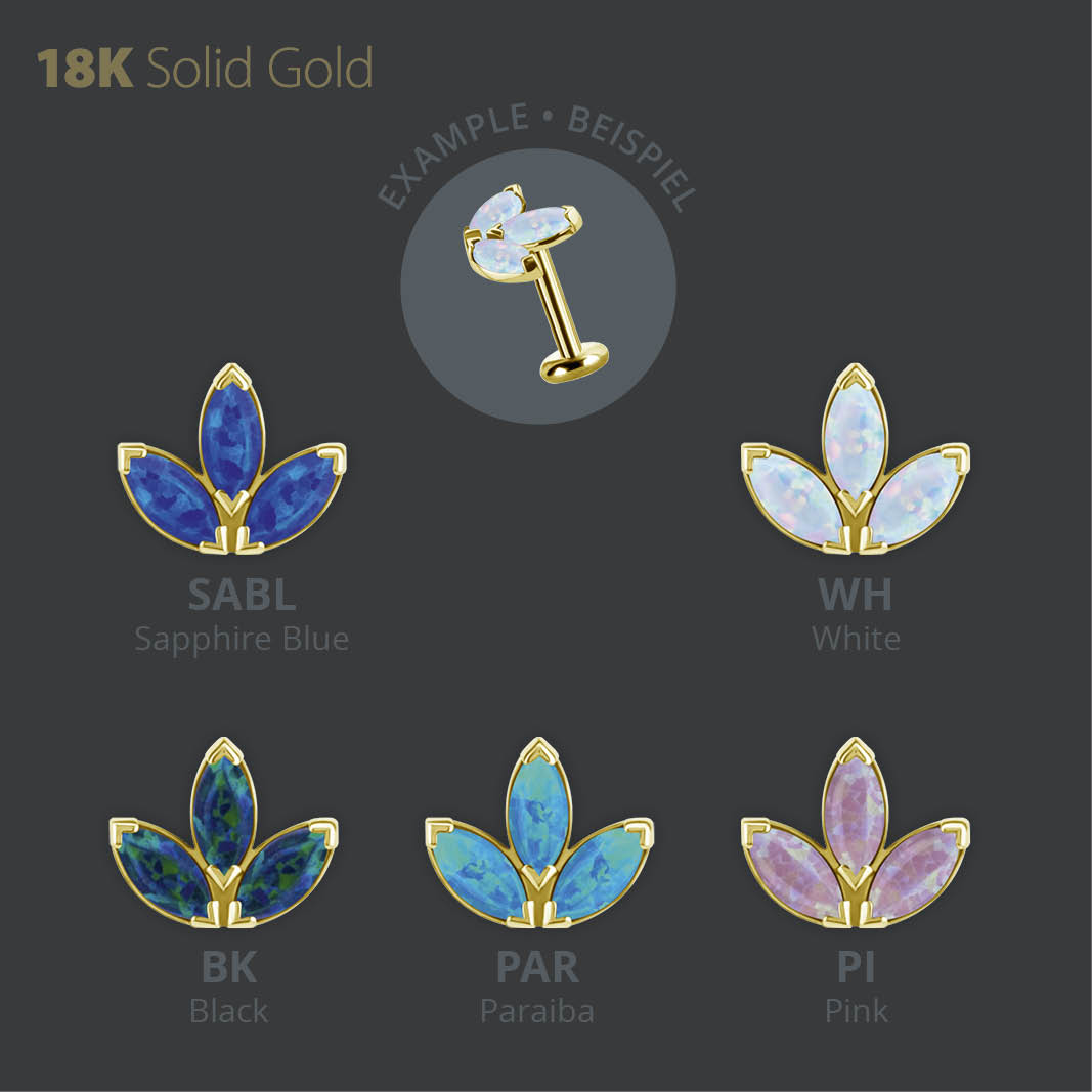 18K GOLD INTERNAL MARQUISE FAN MICRO ATTACHMENT SET WITH LAB CREATED OPALS