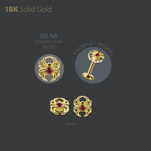 18K GOLD INTERNAL SPIDER MICRO ATTACHMENT SET W. GENUINE SONGEA SAPHIRE