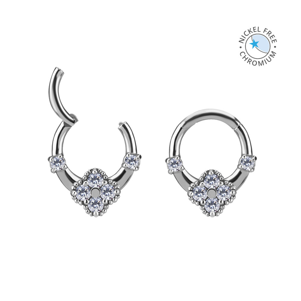 CoCr NF FLOWER HINGED RING SET W. PREMIUM ZIRCONIA