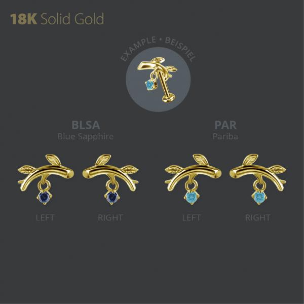 18K GOLD INTERNAL MICRO ATTACHMENT SET W. LAB CREATED GEMSTONE