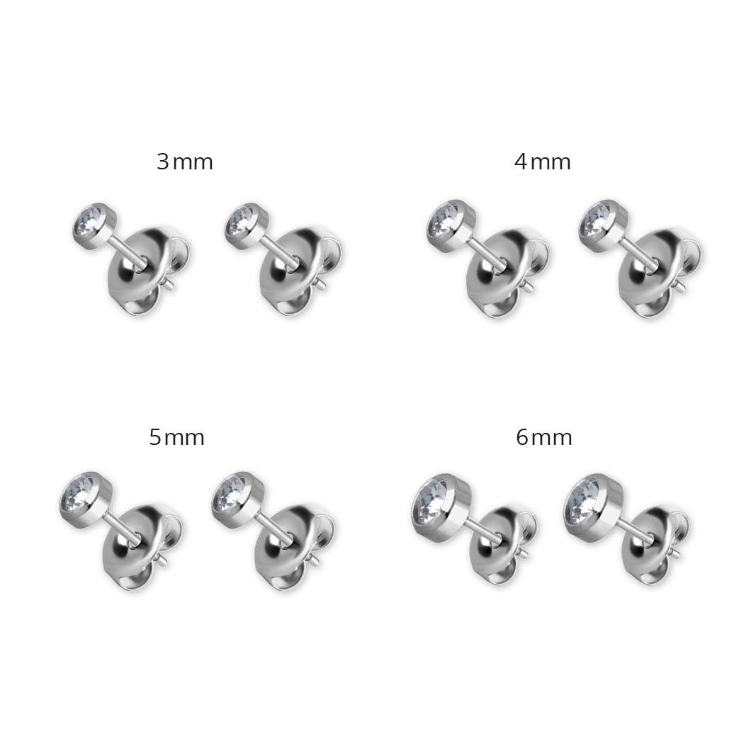 SS316L CRYSTAL DISC EARSTUDS (PAIR)