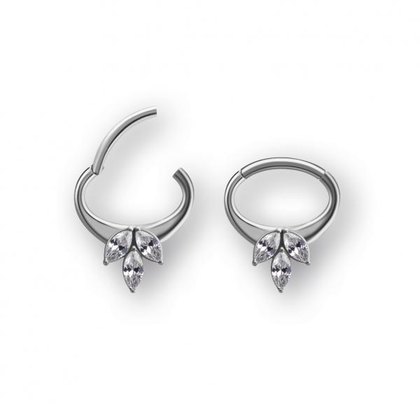 SS316L SEPTUM/DAITH CLICKER SET W. CUBIC ZIRCONIA