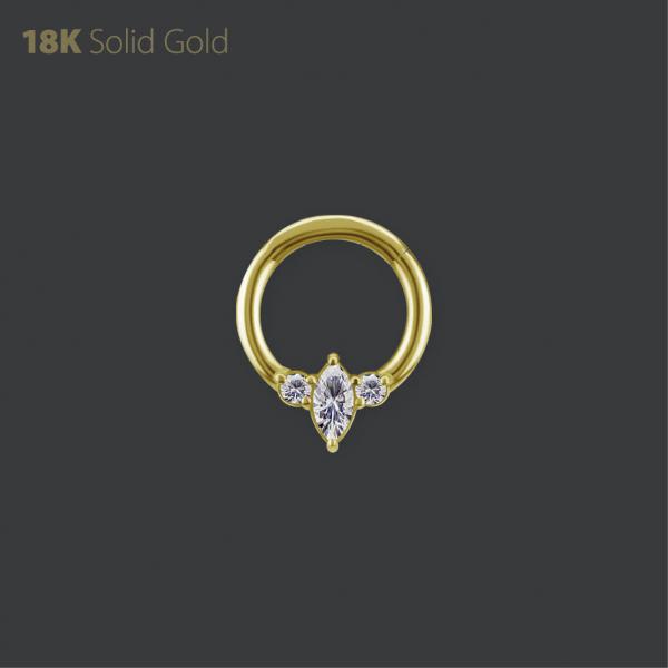 18K GOLD DAITH & SEPTUM CLICKER SET W. PREMIUM ZIRCONIA