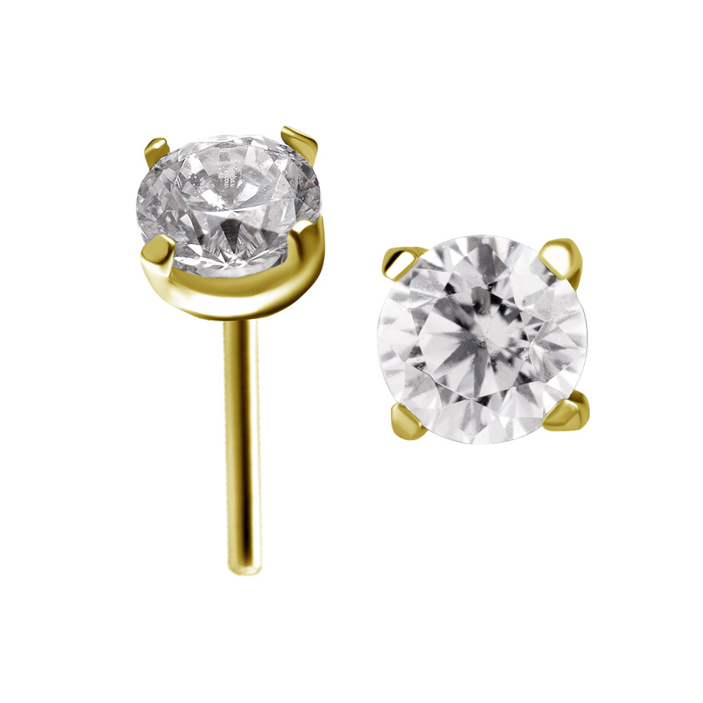 24K GOLD PVD TITANIUM THREADLESS  ATTACHMENT SET WITH PREMIUM ZIRCONIA