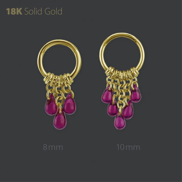 18K GOLD HINGED RING WITH LAB CREATED RUBY