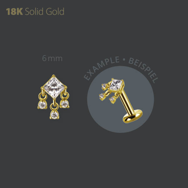 18K GOLD THREADLESS  ATTACHMENT SET W. PREMIUM ZIRCONIA