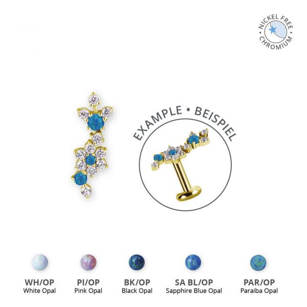 18K GOLD PVD CoCr NF INTERNAL FLOWER ATTACHMENT SET W. LAB CREATED OPALS