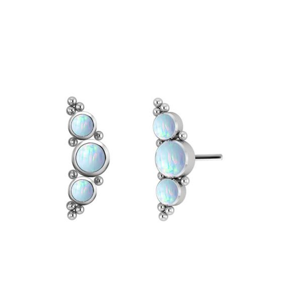 TITANIUM THREADLESS CLUSTER ATTACHMENT SET W. LAB CREATED OPALS