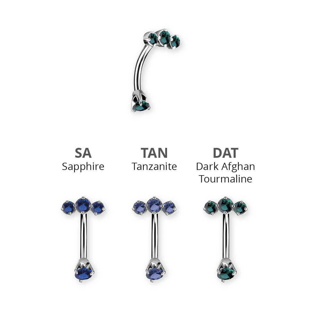 SS316L DOUBLE JEWELLED BELLY BANANAS SET W. PREMIUM NANO GEMS