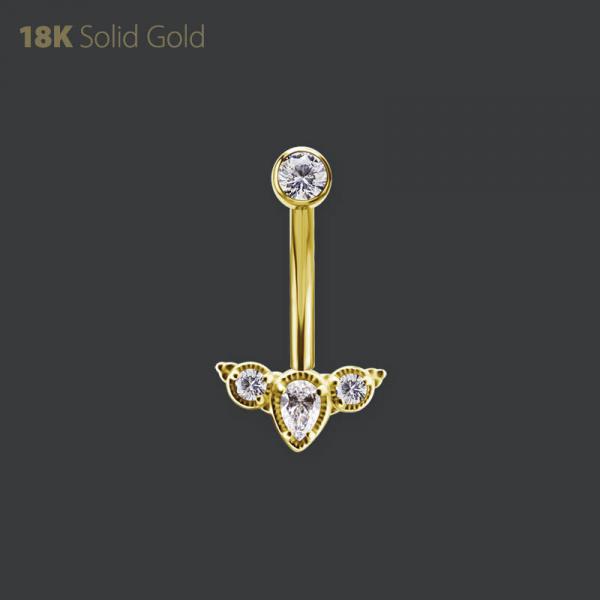 18K GOLD AND GOLD PVD TITANIUM TL MICRO ROOK BANANA SET W. PREMIUM ZIRCONIA