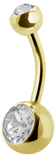24K GOLD PVD TITANIUM DOUBLE JEWELLED BELLY BANANAS