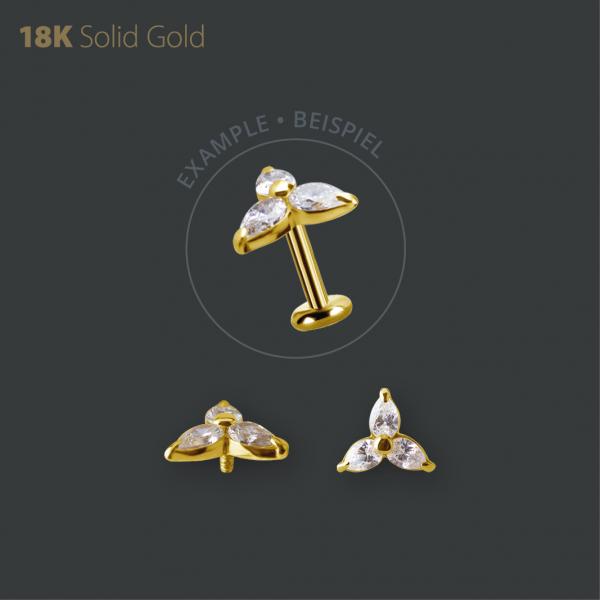 18K GOLD INTERNAL MICRO ATTACHMENT SET W. PEAR SHAPE PREMIUM ZIRCONIA