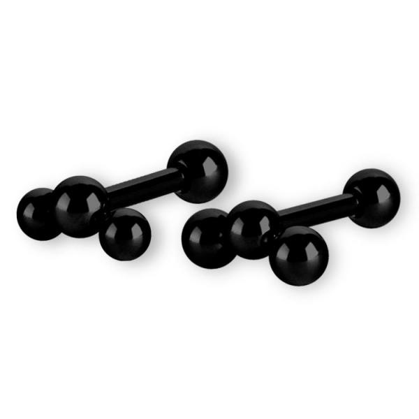BLACK PVD SS316L TRAGUS / HELIX  BARBELL WITH MICRO BALLS (TRIPLET)