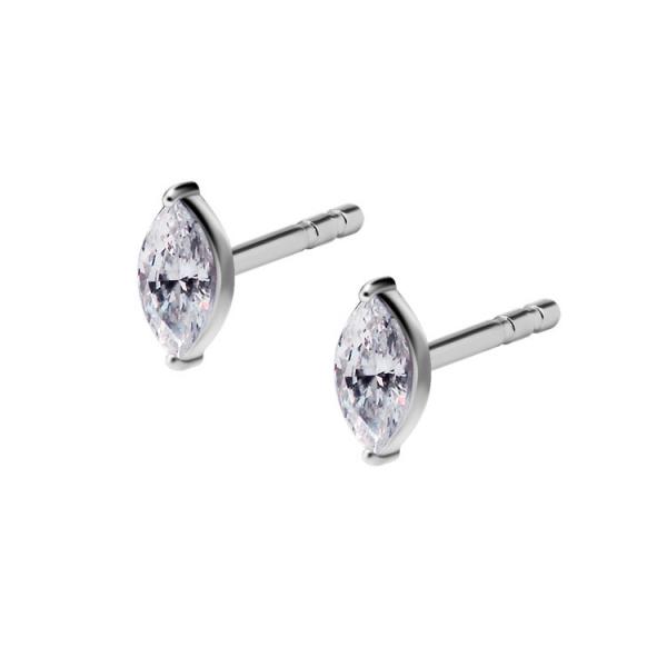SS316L MAQUISE EAR STUDS SET W. CUBIC ZIRCONIA (PAIR)