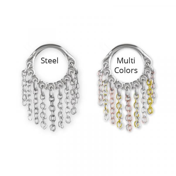 SS316L HINGED RING WITH CHAIN DANGLES