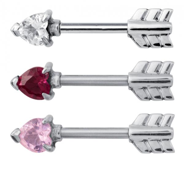 SS316L NIPPLE SHIELDS (ARROW WITH CUBIC ZIRCONIA)