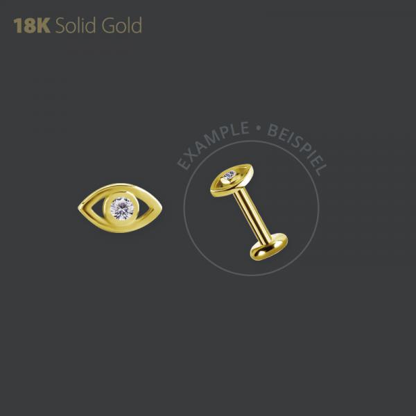 18K GOLD THREADLESS EYE ATTACHMENT SET W. PREMIUM ZIRCONIA