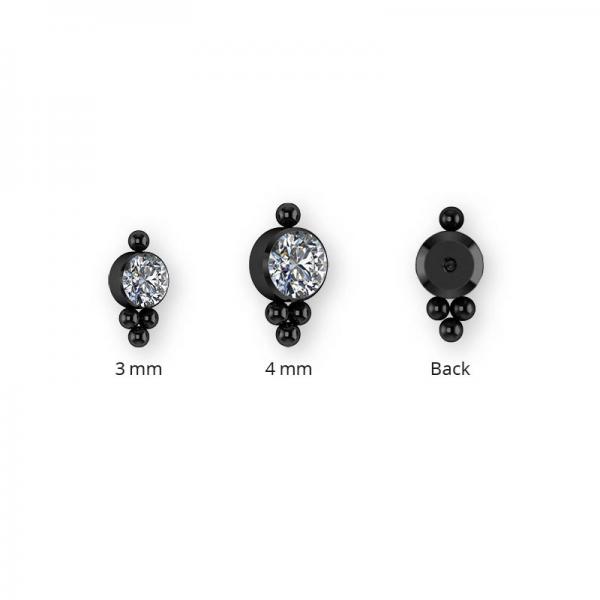 BLACK PVD TITANIUM CLUSTER INTERNAL MICRO ATTACHMENT SET W. PREMIUM CRYSTALS