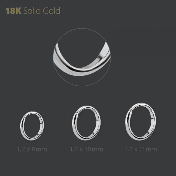 18K WHITE GOLD PLAIN HALF ROUND HINGED CLICKER