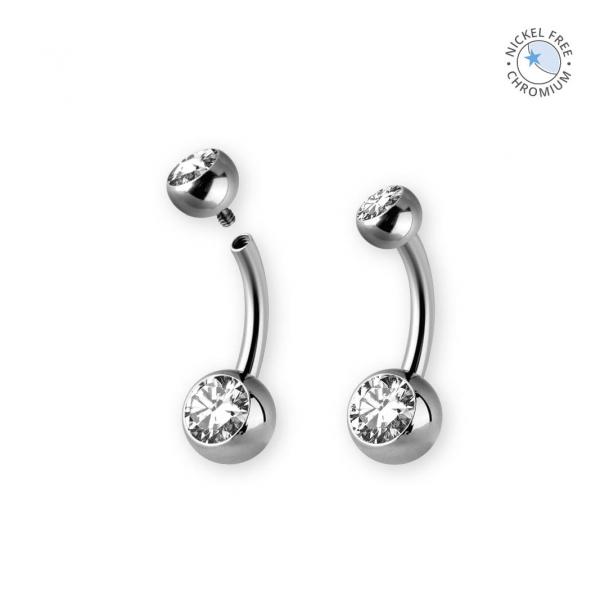 CoCr NF PVD TITANIUM DOUBLE JEWELLED INTERNAL BABY BANANA SET W. PREMIUM ZIRCONIA