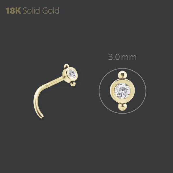 18K GOLD NOSE STUD SET W. PREMIUM ZIRCONIA