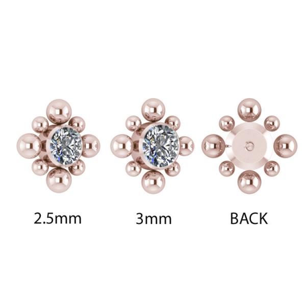 ROSE GOLD PVD TITANIUM CLUSTER INTERNAL MICRO ATTACHMENT SET W. PREMIUM CRYSTALS