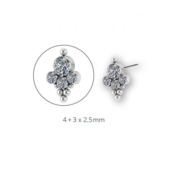 TITANIUM THREADLESS JEWELLED CLUSTERS ATTACHMEN SET W. PREMIUM ZIRCONIA
