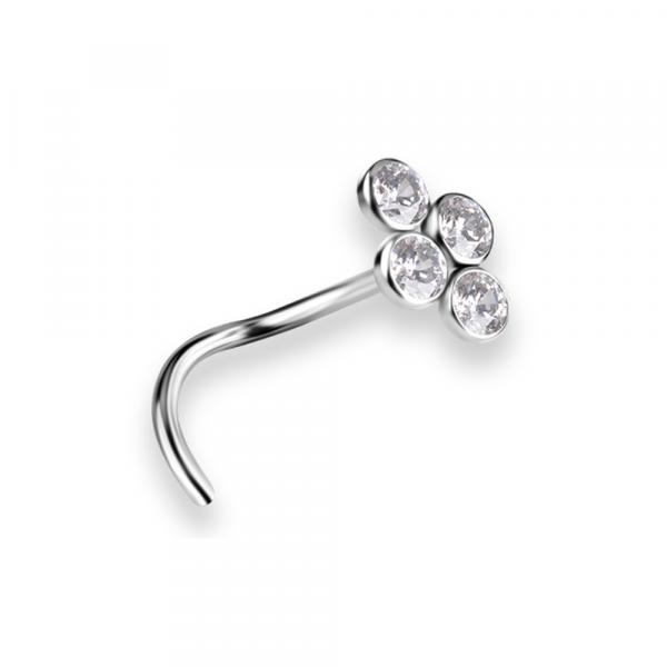 TITANIUM CURVED DISC NOSE STUDS SET W. PREMIUM ZIRCONIA
