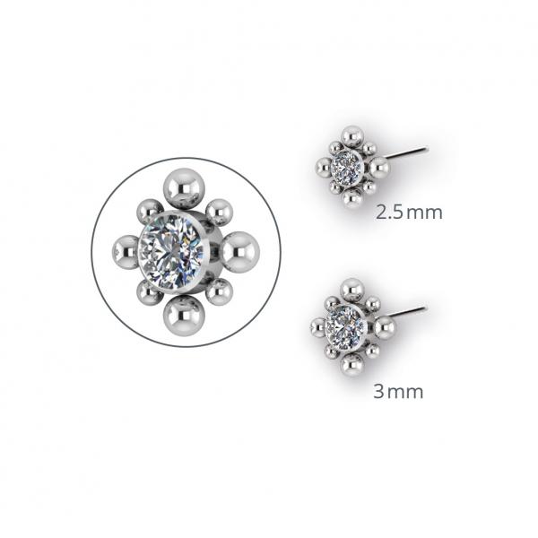 TITANIUM THREADLESS JEWELLED CLUSTERS ATTACHMEN SET W. PREMIUM ZIRCONIA