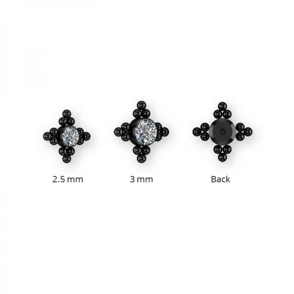 BLACK PVD TITANIUM CLUSTER INTERNAL MICRO ATTACHMENT SET W. PREMIUM CRYSTALS