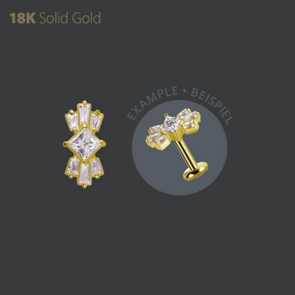 18K GOLD INTERNAL MICRO ATTACHMENT SET W. TAPPER BAGUETTE PREMIUM ZIRCONIA