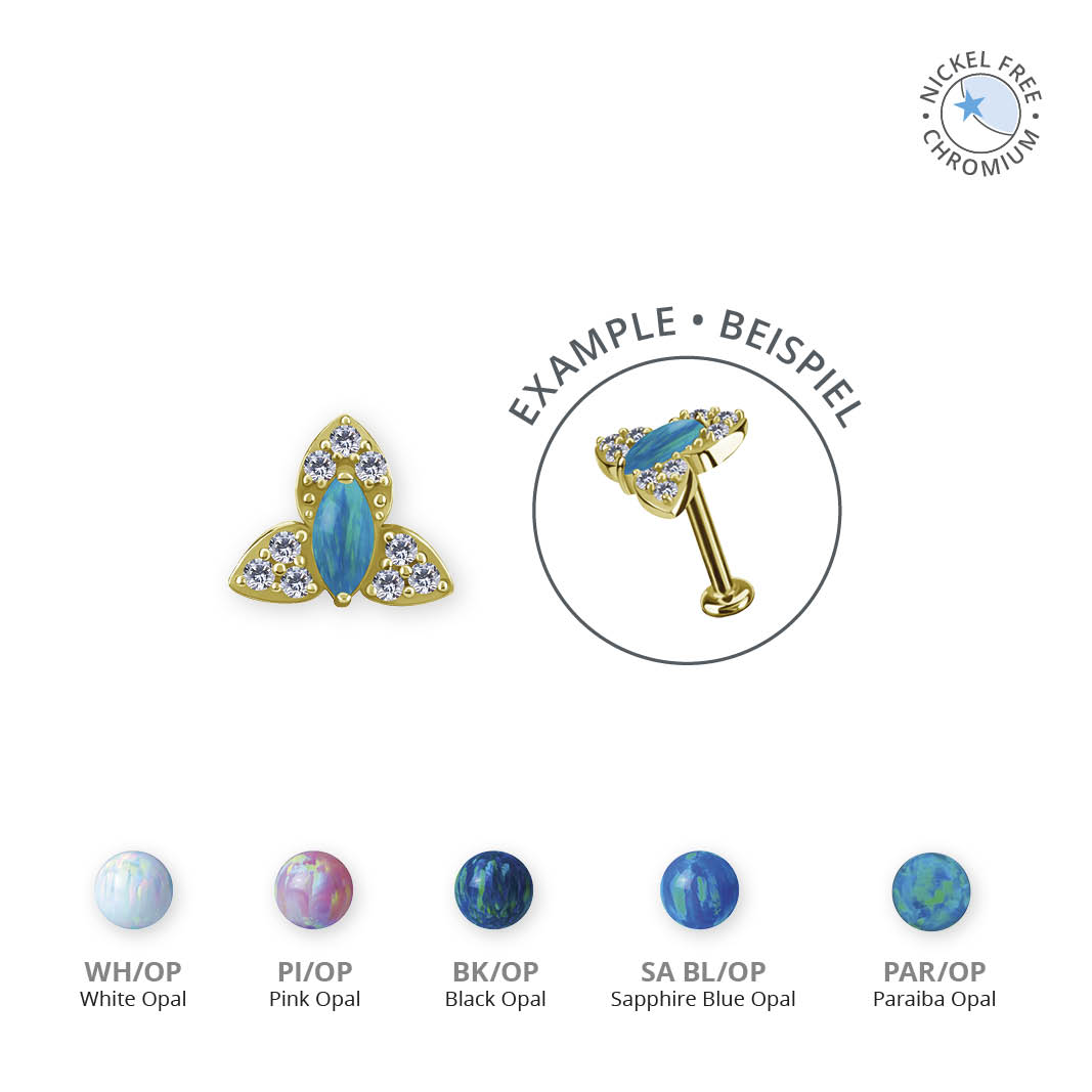 18K GOLD PVD CoCr NF INTERNAL MICRO ORCHID ATTACHMENT SET W.PAVE LAB CREATED OPALS