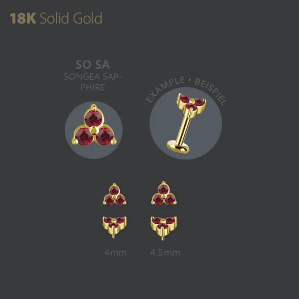 18K GOLD INTERNAL TRINITY MICRO ATTACHMENT SET W. GENUINE SONGEA SAPPHIRE