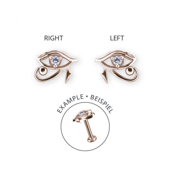 ROSE GOLD PVD SS316L INTERNAL EYE OF HORUS MICRO ATTACHMENT SET W. PREMIUM ZIRCONIA