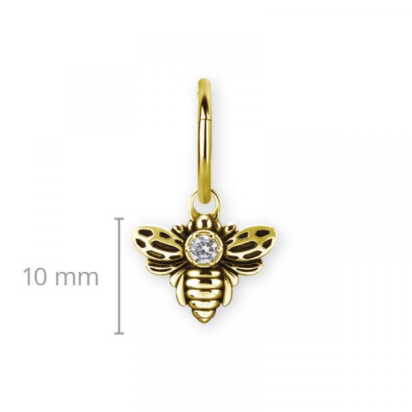 24K GOLD PVD SS316L BEE CHARM FOR HINGED RING