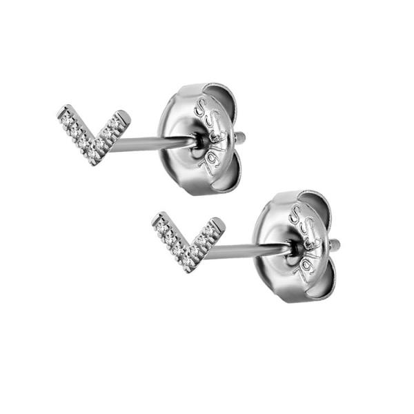 EARSTUDS V SHAPE SET W.CUBIC ZIRCONIA (PAIR)