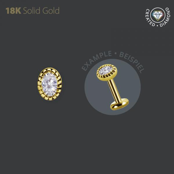 18K GOLD INTERNAL MICRO ATTACHMENT SET W. OVAL LAB CREATED DIAMOND