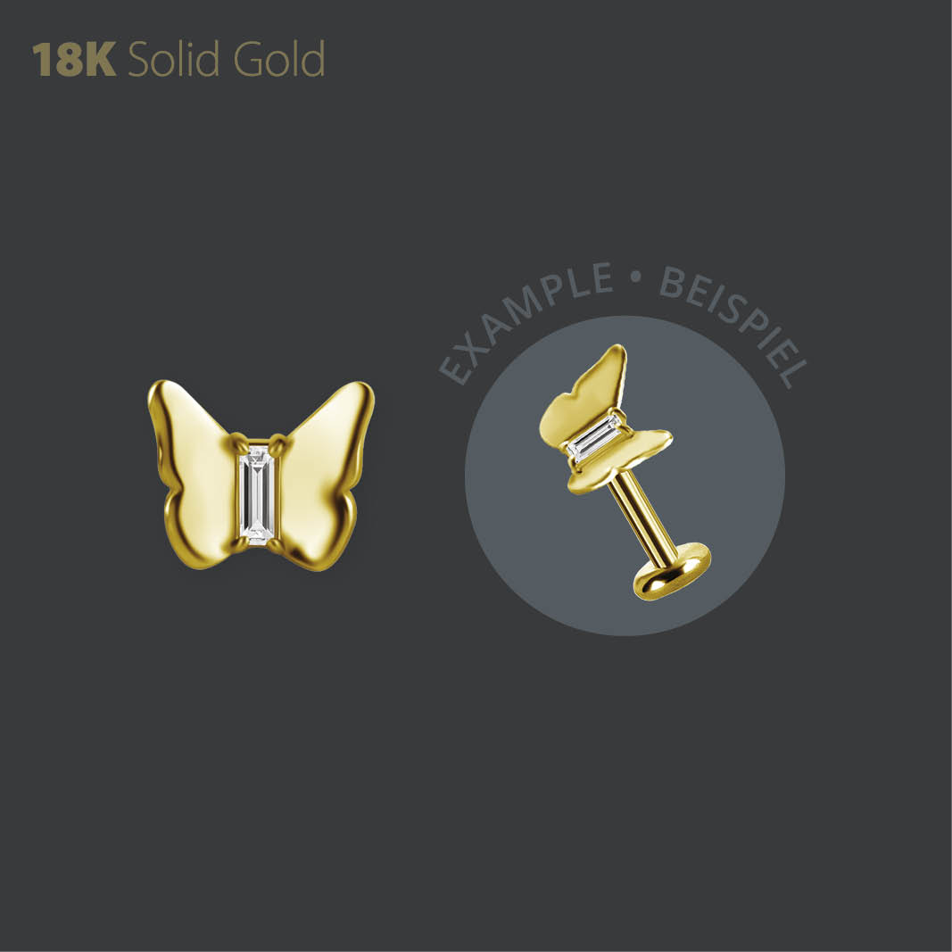 18K GOLD INTERNAL BUTTERFLY MICRO ATTACHMENT SET WITH BAGUETTE PREMIUM ZIRCONIA