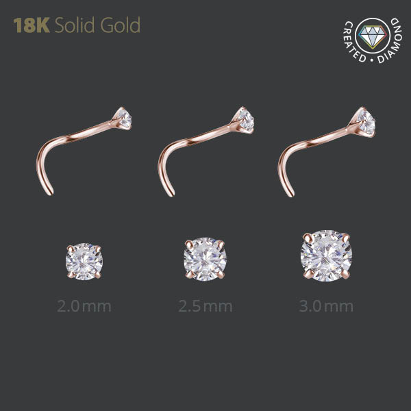 18K ROSE GOLD JEWELLED NOSESTUDS SET WITH LAB CREATED DIAMONDS